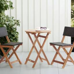 Wyld and Coco Acacia Wood 3-Piece Folding Bistro Set Brown