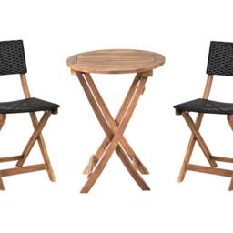 Wyld and Coco Acacia Wood 3-Piece Folding Bistro Set Brown - thumbnail 2