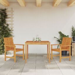 Berkfield Home 3 Piece Garden Dining Set Solid Wood Acacia in Brown - thumbnail 4
