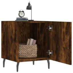 Berkfield Home Bedside Cabinets 2 pcs Smoked Oak 40x40x50 cm Engineered Wood in Brown - Size: 40 x 40 x 50 cm - thumbnail 3