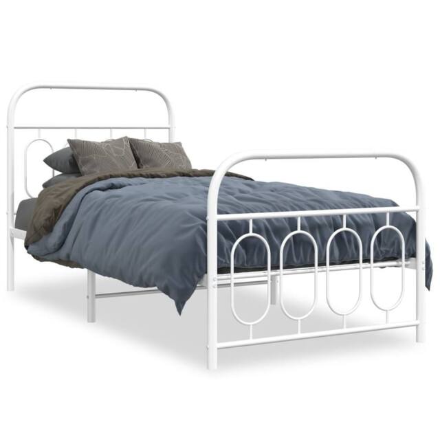 Berkfield Home Metal Bed Frame without Mattress with Footboard White 80x200cm - Size: 80x200 cm - image 1