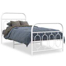 Berkfield Home Metal Bed Frame without Mattress with Footboard White 80x200cm - Size: 80x200 cm - thumbnail 1