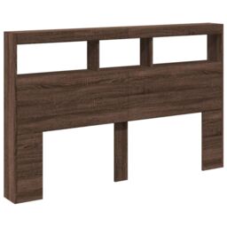 Berkfield Home Headboard Cabinet with LED Brown Oak 160x17x102 cm - Size: 160 x 17 x 102 cm - thumbnail 3