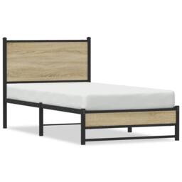 Berkfield Home Metal Bed Frame without Mattress Sonoma Oak 90x200 cm in Brown - thumbnail 3