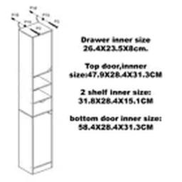 Havendro Bathroom Tallboy, Slim White Storage Cabinet - thumbnail 2