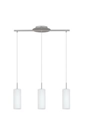 Eglo Troy 3 White Satin Glass Pendant Light in Silver - thumbnail 5
