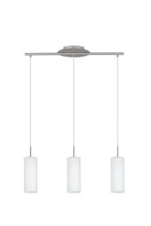 Eglo Troy 3 White Satin Glass Pendant Light in Silver - thumbnail 4