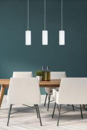 Eglo Troy 3 White Satin Glass Pendant Light in Silver - thumbnail 3