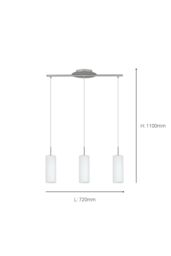 Eglo Troy 3 White Satin Glass Pendant Light in Silver - thumbnail 6