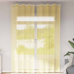 Berkfield Home Voile Curtains with Grommets 2 pcs Yellow - thumbnail 2