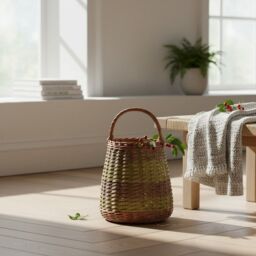 Red Hamper Wicker Small Berry Collecting Basket in Brown - thumbnail 2
