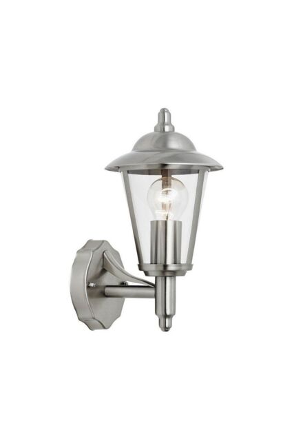 Netlighting Klien 1 Light Outdoor Wall Lantern Polished Stainless Steel Clear Polycarbonate IP44 E27 in Grey - image 1