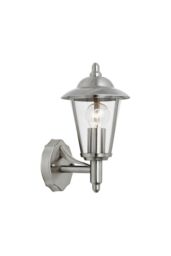 Netlighting Klien 1 Light Outdoor Wall Lantern Polished Stainless Steel Clear Polycarbonate IP44 E27 in Grey - thumbnail 1