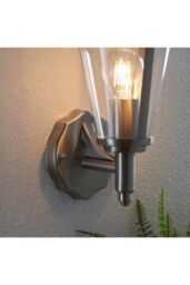 Netlighting Klien 1 Light Outdoor Wall Lantern Polished Stainless Steel Clear Polycarbonate IP44 E27 in Grey - thumbnail 3
