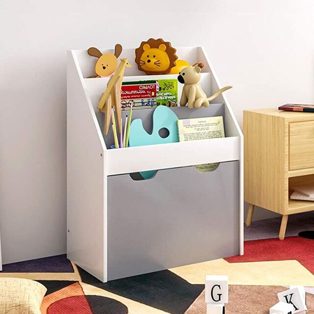 Xample Kids Bookshelf, Toy Organiser with Removable Storage Drawer, Children's bookcase in White - image 1