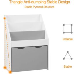 Xample Kids Bookshelf, Toy Organiser with Removable Storage Drawer, Children's bookcase in White - thumbnail 4