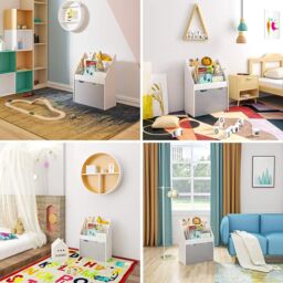 Xample Kids Bookshelf, Toy Organiser with Removable Storage Drawer, Children's bookcase in White - thumbnail 5
