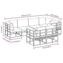 Berkfield Home Garden Sofa Set with Cushion with Pillow 7 pcs Black Aluminium - thumbnail 8