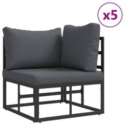 Berkfield Home Garden Sofa Set with Cushion with Pillow 7 pcs Black Aluminium