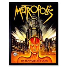 "Artery8 Vintage Film Movie Metropolis 1927 Sci Fi Future Framed Wall Art Print in Orange - Size: W12"" x H16""" - thumbnail 1