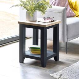 Cheshire Dunvegan Lamp Table in Dark Grey & Oak - thumbnail 2