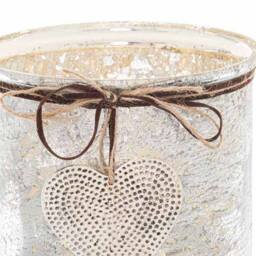 Love Lace Mercury Hammered Heart Large Candle Holder in Light Grey - thumbnail 2