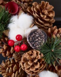 Dibor Pinecone & Roses Xmas Decor Front Door Wreath Christmas Wreath 36cm in Red - thumbnail 4