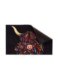 Artsy Mats Highland Cow Indoor Washable Doormat in Black - Size: 40 cm x 60 cm - thumbnail 4