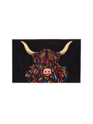 Artsy Mats Highland Cow Indoor Washable Doormat in Black - Size: 40 cm x 60 cm - thumbnail 3