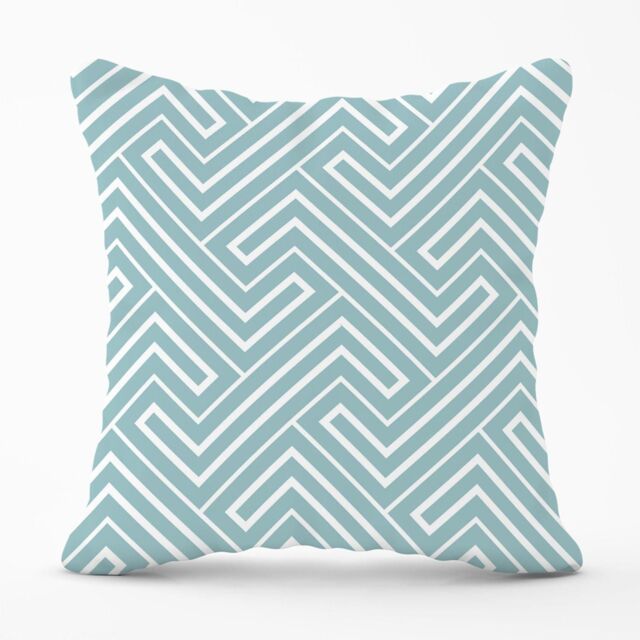 Warren Reed - Designer Blue & White Geometric Pattern Outdoor Cushion in Green - Size: 45 cm x 45 cm - image 1
