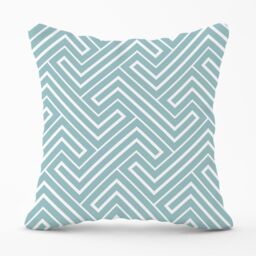 Warren Reed - Designer Blue & White Geometric Pattern Outdoor Cushion in Green - Size: 45 cm x 45 cm - thumbnail 1