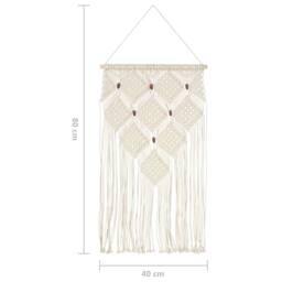 Berkfield Home Macrame Wall Hanger 40x80 cm Cotton in Cream - thumbnail 6