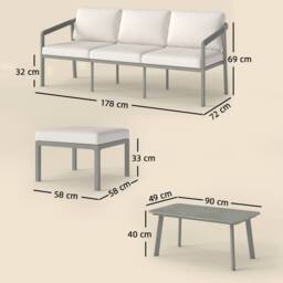 OUTSUNNY 3 Piece Garden Dining Set, Outdoor Patio Furniture, Grey - thumbnail 3