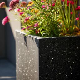 Woven Wood 90cm Zinc Galvanised Blackstone Effect 60cm Tall Trough Planter in Black - thumbnail 5