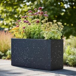 Woven Wood 90cm Zinc Galvanised Blackstone Effect 60cm Tall Trough Planter in Black - thumbnail 1