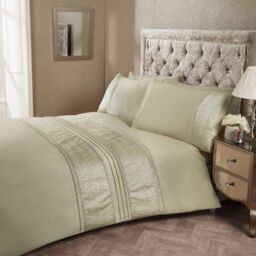 Rapport Home Aurora Polycotton Duvet Cover Set With Pillowcase in Gold - Size: Super King