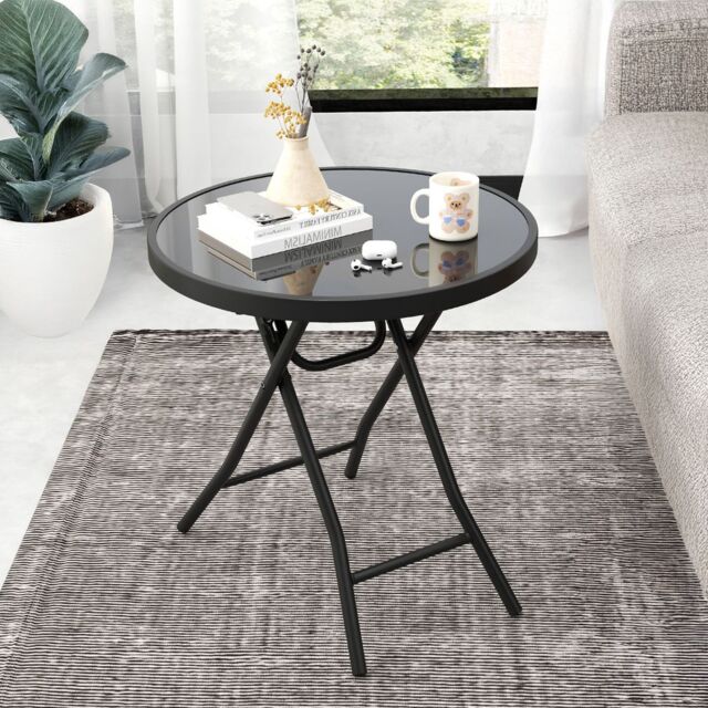 Marco Paul Black Circular Folding 45cm Garden Side Table - image 1