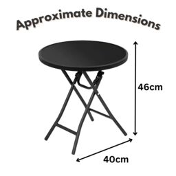 Marco Paul Black Circular Folding 45cm Garden Side Table - thumbnail 3