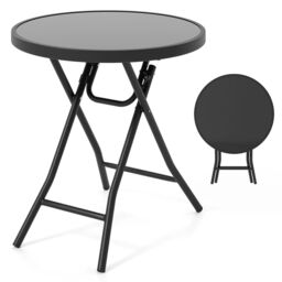 Marco Paul Black Circular Folding 45cm Garden Side Table - thumbnail 2