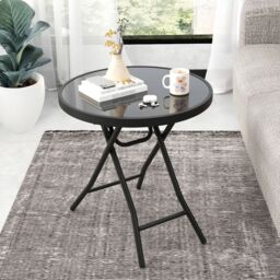 Marco Paul Black Circular Folding 45cm Garden Side Table - thumbnail 1