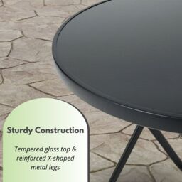 Marco Paul Black Circular Folding 45cm Garden Side Table - thumbnail 8