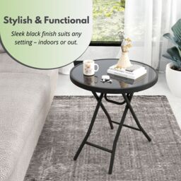Marco Paul Black Circular Folding 45cm Garden Side Table - thumbnail 9