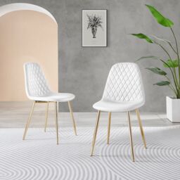 FurnitureboxUK Novara 100cm Round Black Leg Dining Table & 2 Corona Gold Chairs in White - thumbnail 4