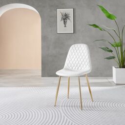FurnitureboxUK Novara 100cm Round Black Leg Dining Table & 2 Corona Gold Chairs in White - thumbnail 6