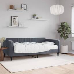 Berkfield Home Daybed with Mattress Dark Grey 90x190 cm Velvet - thumbnail 1