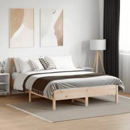 Berkfield Home Beautiful Bed Frame without Mattress 140x200 cm Solid Wood Pine in Natural - thumbnail 1