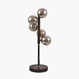 Ruma Retro Glass Ball & Metal Table Lamp Industrial Art Deco Design in Black - thumbnail 3