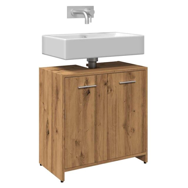 Berkfield Home Bathroom Sink Cabinet Artisan Oak 60x33x60 cm Engineered Wood in Brown - Size: 60 x 33 x 60 cm - image 1