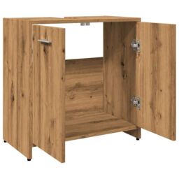 Berkfield Home Bathroom Sink Cabinet Artisan Oak 60x33x60 cm Engineered Wood in Brown - Size: 60 x 33 x 60 cm - thumbnail 6