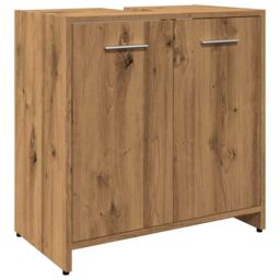 Berkfield Home Bathroom Sink Cabinet Artisan Oak 60x33x60 cm Engineered Wood in Brown - Size: 60 x 33 x 60 cm - thumbnail 2
